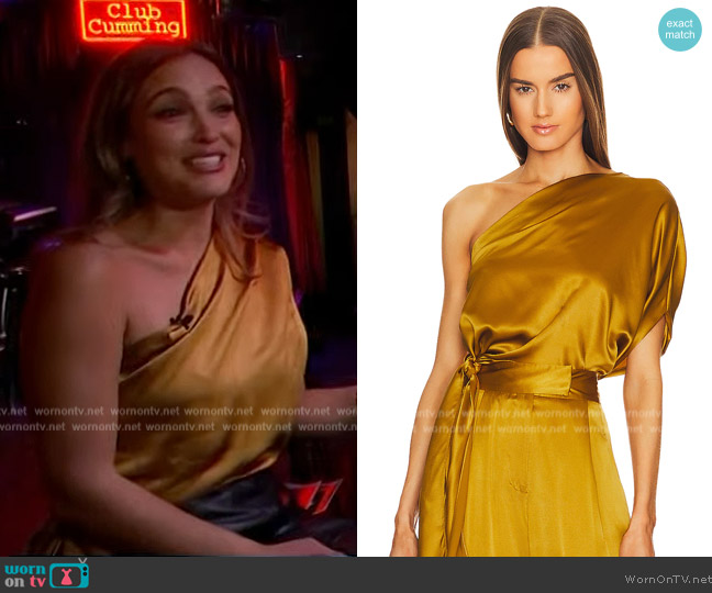 The Sei One Shoulder Tie Top worn by Emily Orozco on Access Hollywood