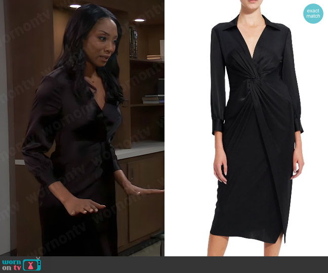 Theory Twist Front Midi Dress worn by Jordan Ashford (Tanisha Mariko Harper) on General Hospital