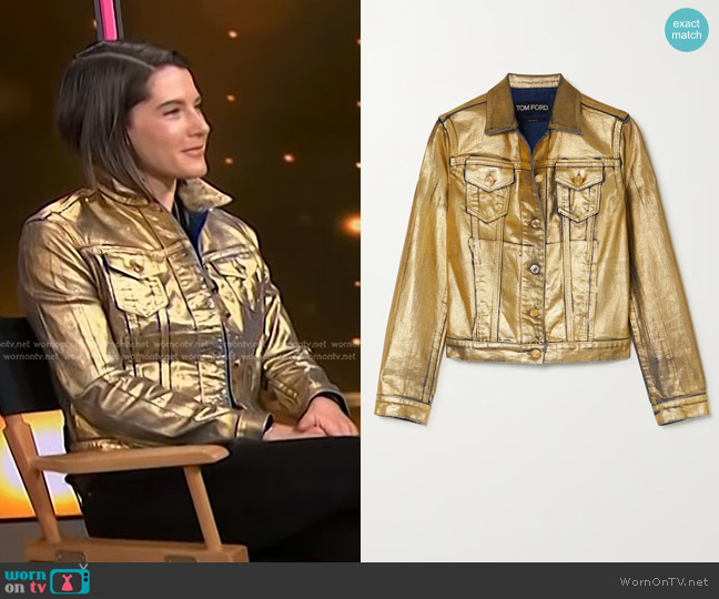 Tom Ford Metallic Coated-Denim Jacket worn by Daryn Carp on NBC News Daily