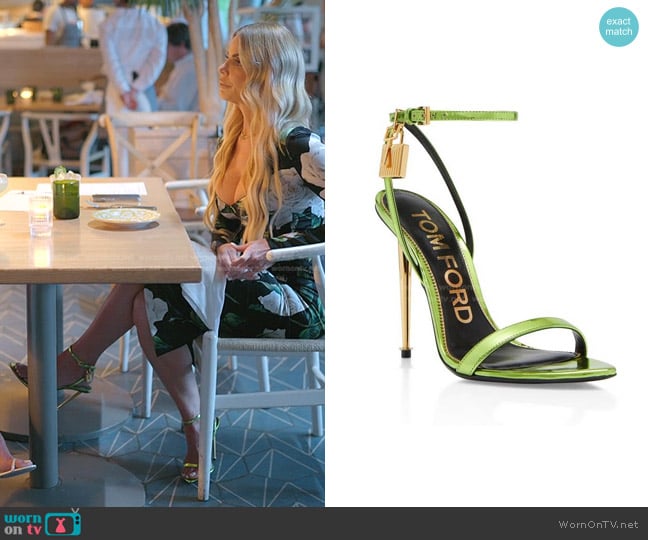 Tom Ford Mirror Leather Padlock Sandal worn by Alexia Echevarria (Alexia Echevarria) on The Real Housewives of Miami