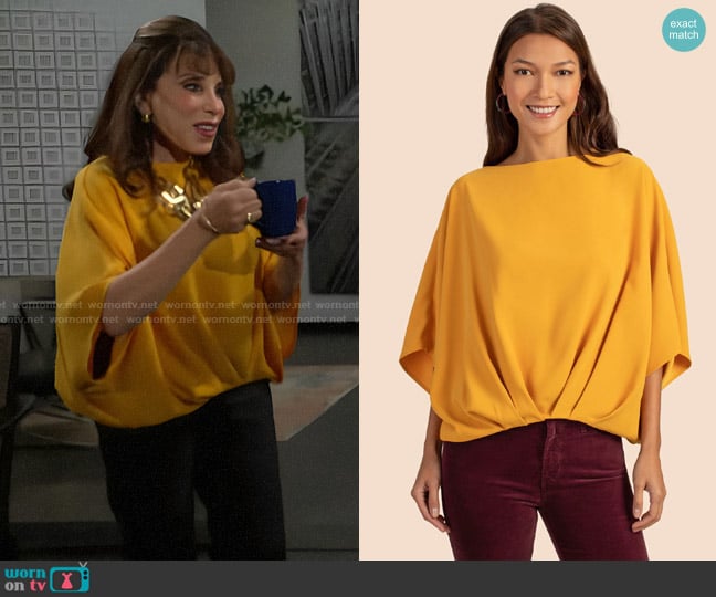 Trina Turk Coralline Top in Honey Yellow worn by Esther Valentine (Kate Linder) on The Young and the Restless