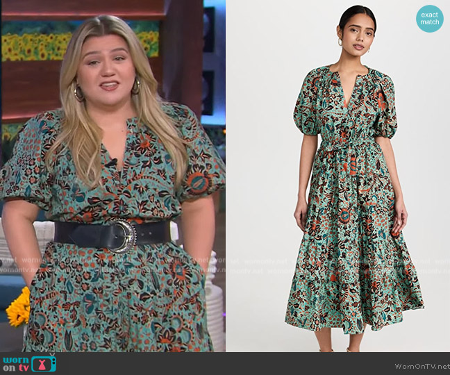 WornOnTV: Kelly’s Blue Floral Midi Dress On The Kelly Clarkson Show ...