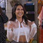 Valentina’s sheer white cropped button down top on How I Met Your Father