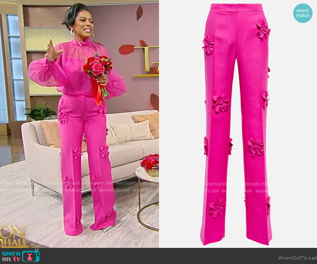 Valentino Appliqued wool and silk crepe pants worn by Tamron Hall on Tamron Hall Show
