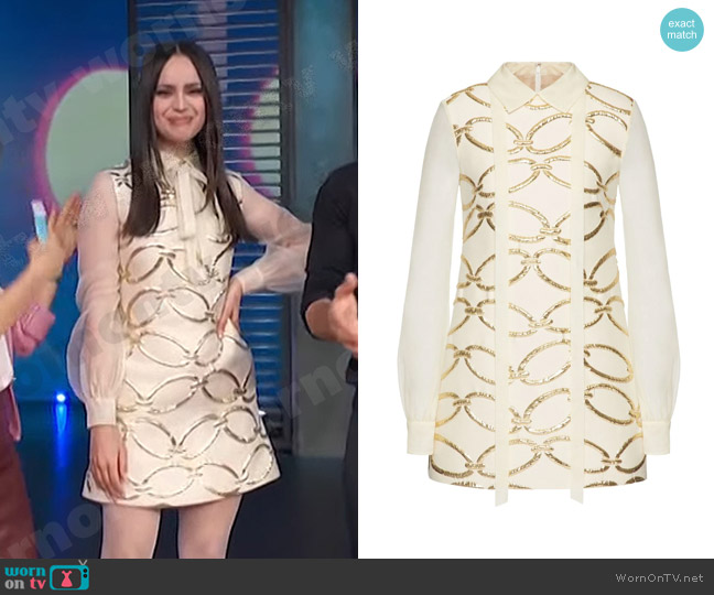 Valentino Chain 1967 Short Dress worn by Sofia Carson on Access Hollywood