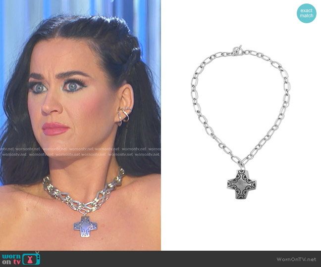 Vanessa Mooney The Carlotta Cross Necklace Silver worn by Katy Perry on American Idol