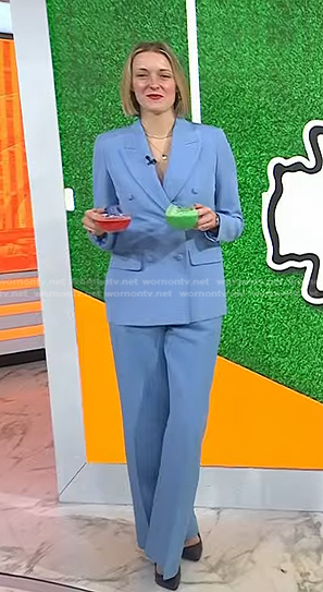 Vanessa Price’s blue double breasted blazer and pants on Today