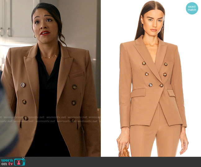 Veronica Beard Miller Dickey Jacket in Acorn worn by Nell Serrano (Gina Rodriguez) on Not Dead Yet