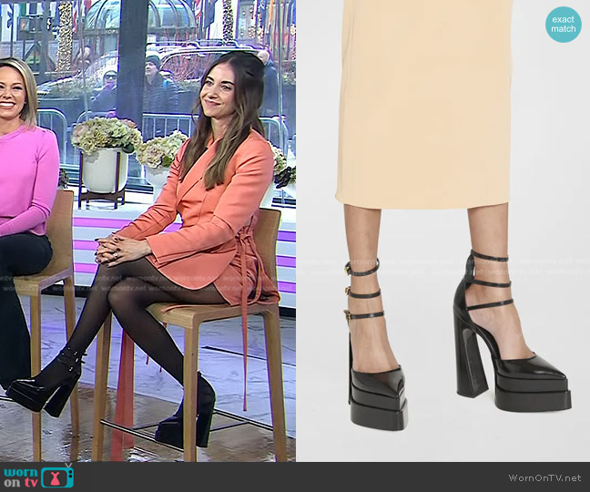 Versace 160MM La Medusa Platform Point Toe Mary Jane Patent worn by Alison Brie on Today