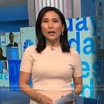 Vicky’s beige ribbed top and skirt on NBC News Daily