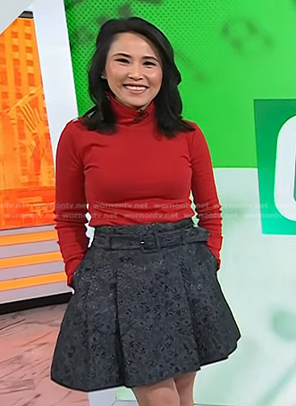 Vicky’s black belted mini skirt on Today