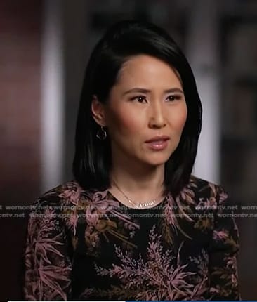 Vicky’s black printed dress on NBC News Daily