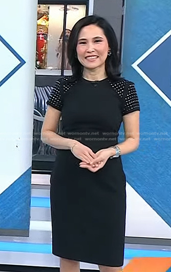 Vicky’s black studded shoulder dress on Today