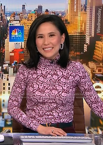 Vicky’s pink floral turtleneck top on NBC News Daily