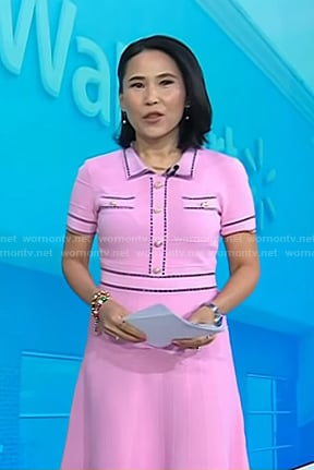 Vicky's pink contrast trim short sleeve dress on Today