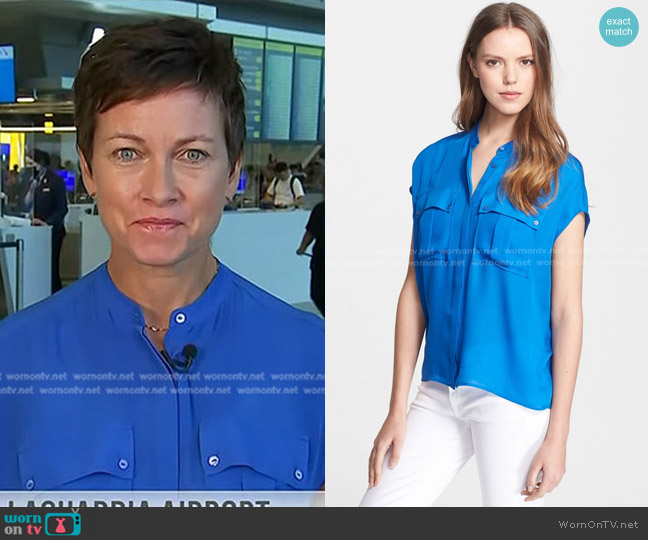 Vince Cap Sleeve Cargo Pocket Silk Blouses worn by Stephanie Gosk on Today