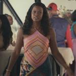 Viv’s printed satin halter dress on Bel-Air