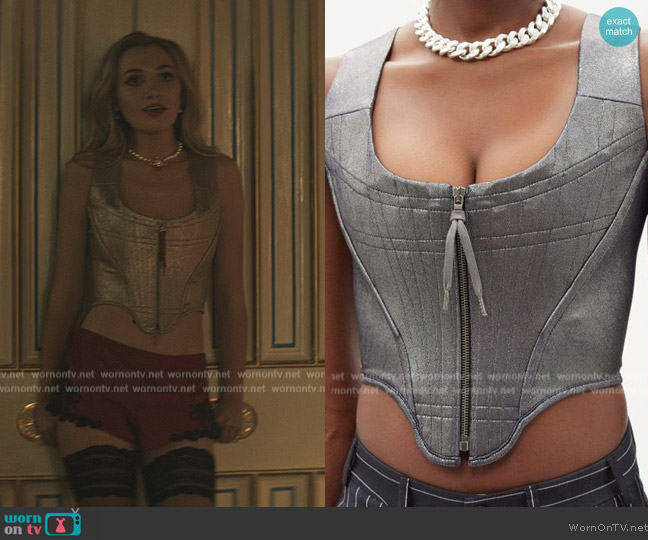 Vivienne Westwood Metallic Corset Top worn by Lady Phoebe (Tilly Keeper) on You