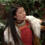 Wendy’s red overalls and fur collar jacket on Days of our Lives