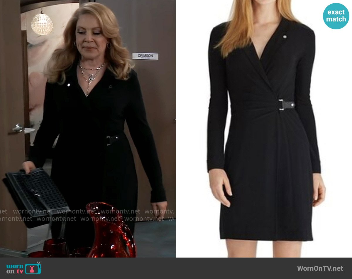 White House Black Market Long Sleeve Moto Wrap Short Dress worn by Liesl Obrecht (Kathleen Gati) on General Hospital