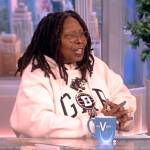 Whoopi’s white logo hoodie on The View