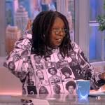 Whoopi’s mugshot print hoodie on The View