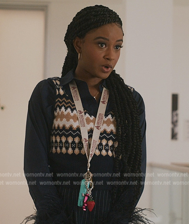 Wilinda’s fairisle vest and blouse on All American Homecoming