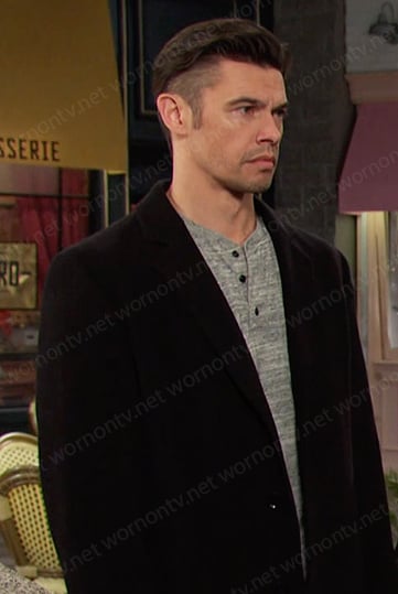 Xander’s grey space dye henley shirt on Days of our Lives