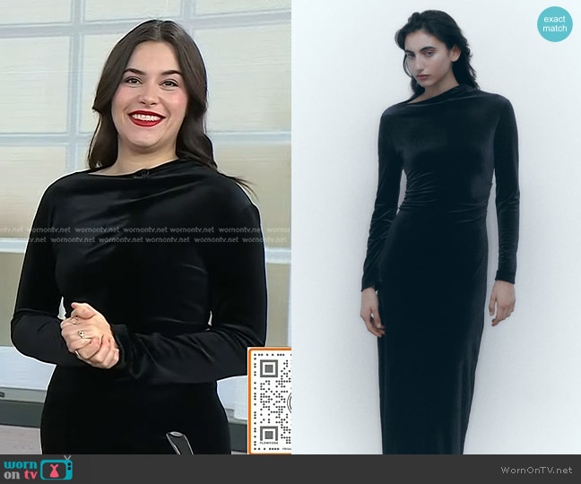 Zara Draped Velvet Dress worn by Elena Besser on Today