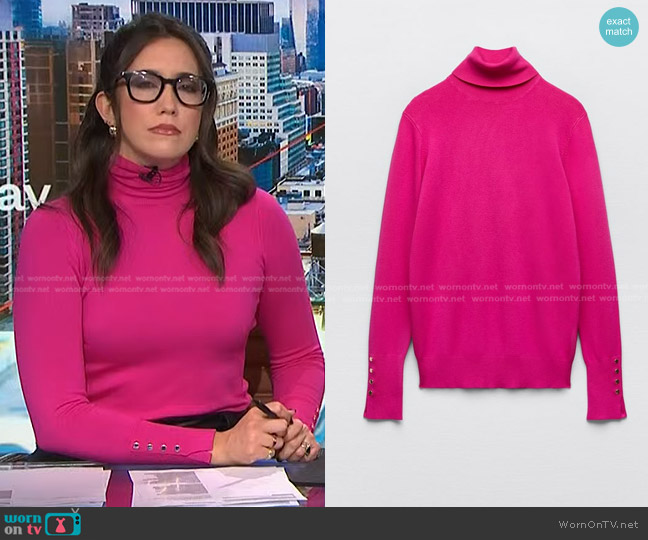 Zara Basic Turtleneck Knit Sweater worn by Savannah Sellers on NBC News Daily
