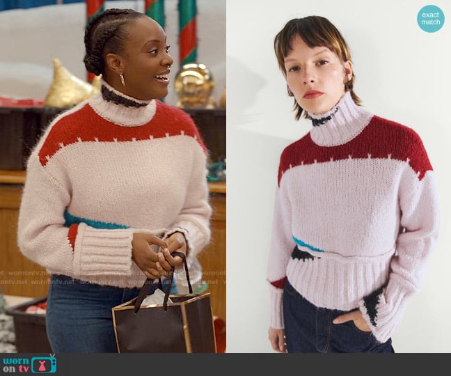 Zara Color Block Knit Sweater worn by Bracia Charles (Tameka Griffiths) on Ginny & Georgia