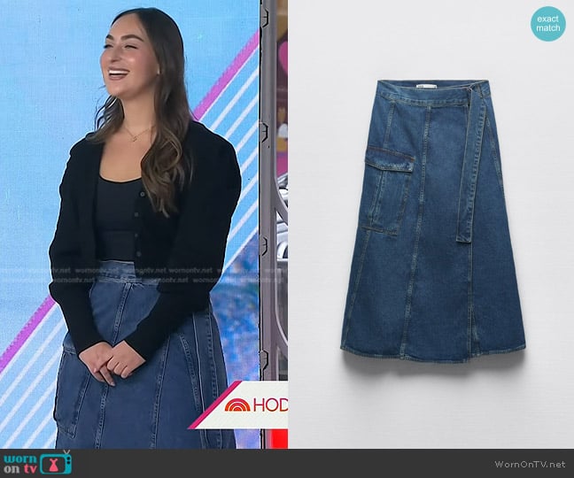 Zara Denim Cargo Skirt worn by Sydney Adler on Today