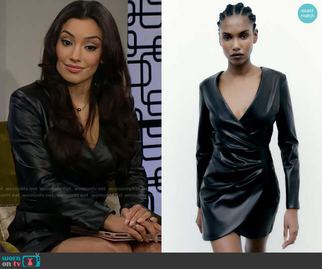Zara Faux Leather Draped Dress worn by Audra Charles (Zuleyka Silver) on The Young and the Restless