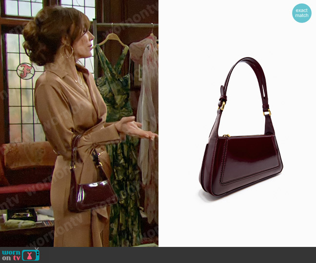 Zara Patent Finish Shoulder Bag worn by Taylor Hayes (Krista Allen) on The Bold and the Beautiful
