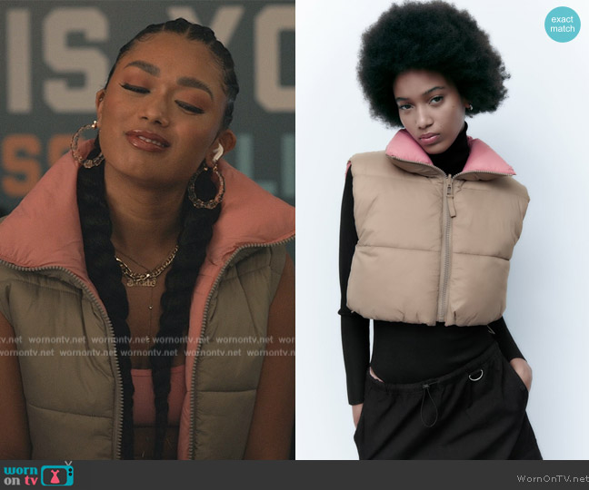 Zara Reversible Quilted Vest worn by (Jazlyn Martin) on Bel-Air