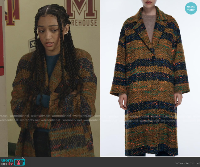 Zara Textured Wool Blend Coat worn by Olivia Baker (Samantha Logan) on All American