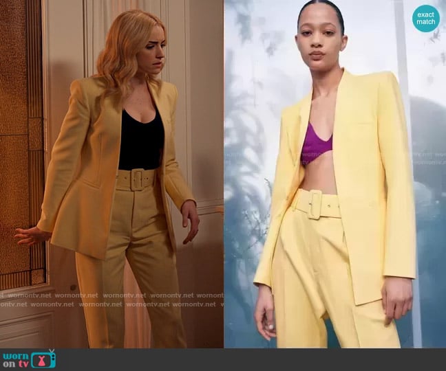 Zara Inverted Lapel Long Blazer worn by Georgia Miller (Brianne Howey) on Ginny & Georgia