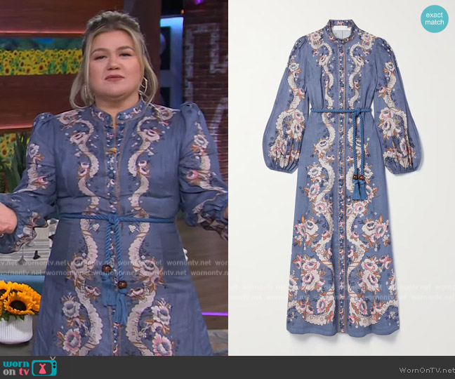 Zimmermann Vitali linen maxi dress worn by Kelly Clarkson on The Kelly Clarkson Show