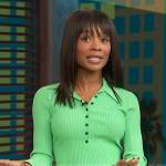 Zuri's green ribbed seater on Access Hollywood