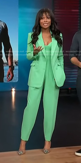 Zuri’s mint green suit on Access Hollywood