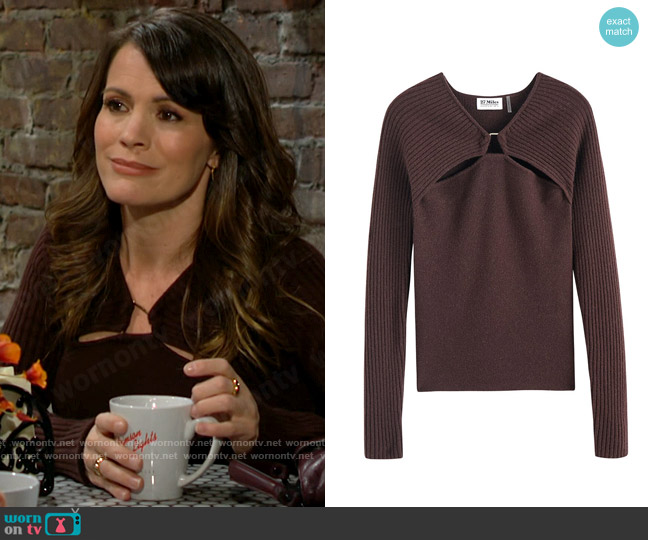 27 Miles Malibu Jinx Sweater in Espresso worn by Chelsea Lawson (Melissa Claire Egan) on The Young and the Restless