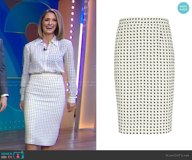 A.L.C. Bell Happy Pill Print Pencil Skirt worn by Kayna Whitworth on Good Morning America