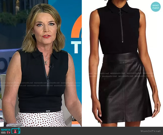 WornOnTV: Savannah’s black front zip top and heart print skirt on Today ...