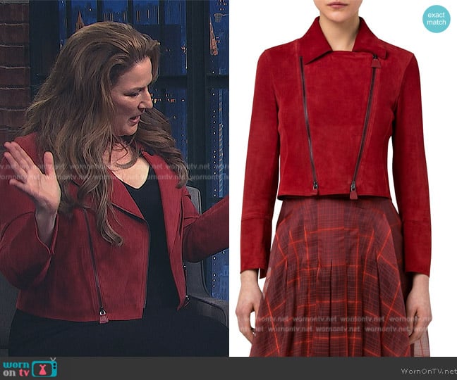 Akris Suede & Velour Moto Jacket worn by Katherine Hastings (Ana Gasteyer) on American Auto