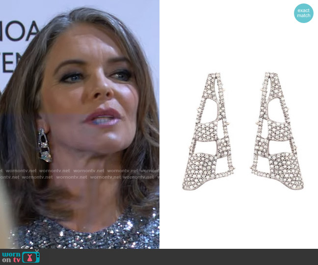 Alexis Bittar Modern Georgian Pavé Checkerboard Fan Earrings worn by Diane Jenkins (Susan Walters) on The Young and the Restless