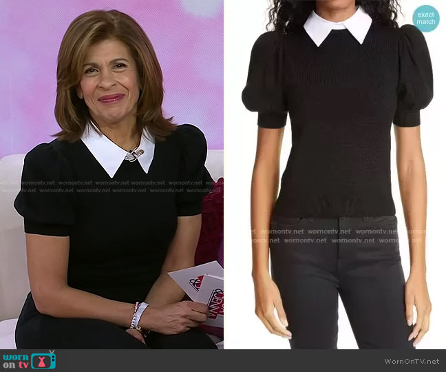 Alice + Olivia Chase Puff Sleeve Sweater with Removable Collar worn by Hoda Kotb on Today