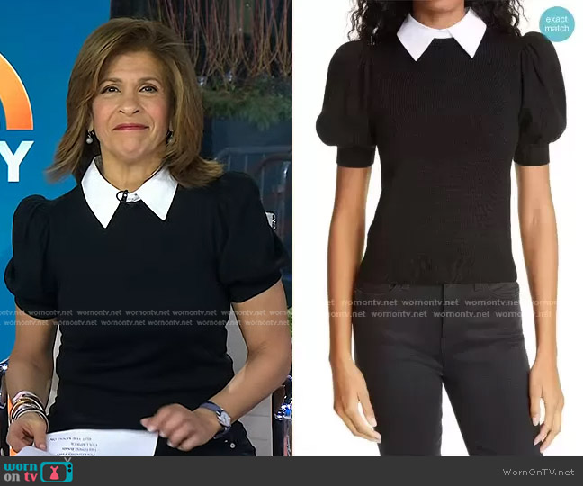 Alice + Olivia Chase Puff Sleeve Sweater with Removable Collar worn by Hoda Kotb on Today