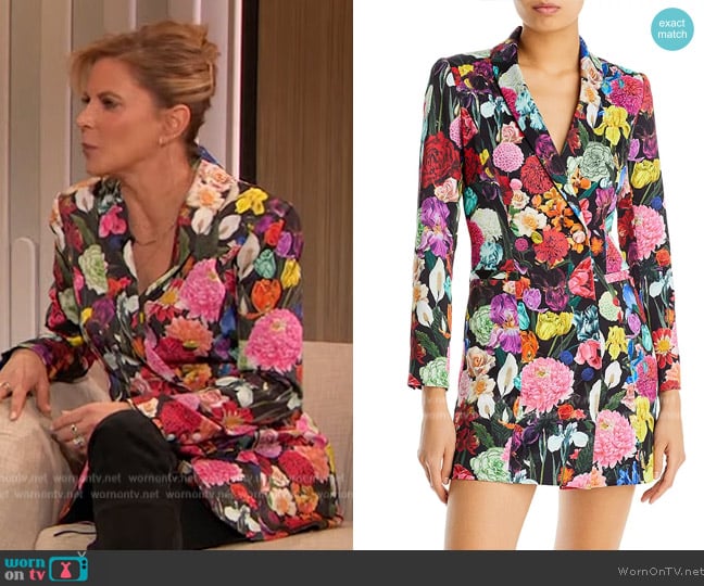 Alice + Olivia Latoya Blazer Dress in Botanical Garden worn by Natalie Morales on The Drew Barrymore Show