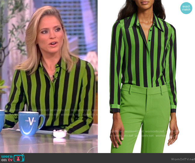 Alice + Olivia Alane Striped Shirt worn by Sara Haines on The View