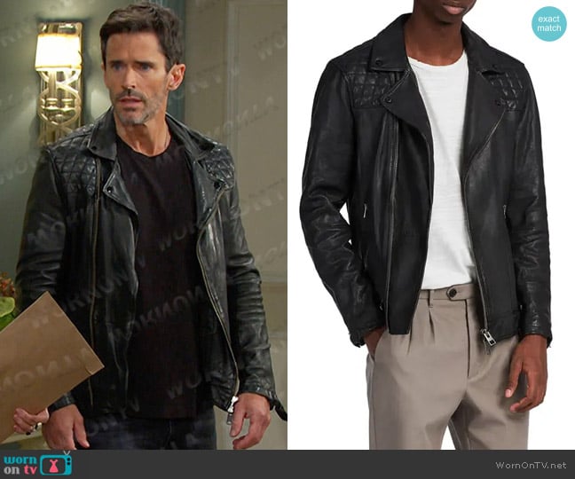 All Saints Conroy Leather Biker Jacket worn by Shawn Douglas Brady (Brandon Beemer) on Days of our Lives